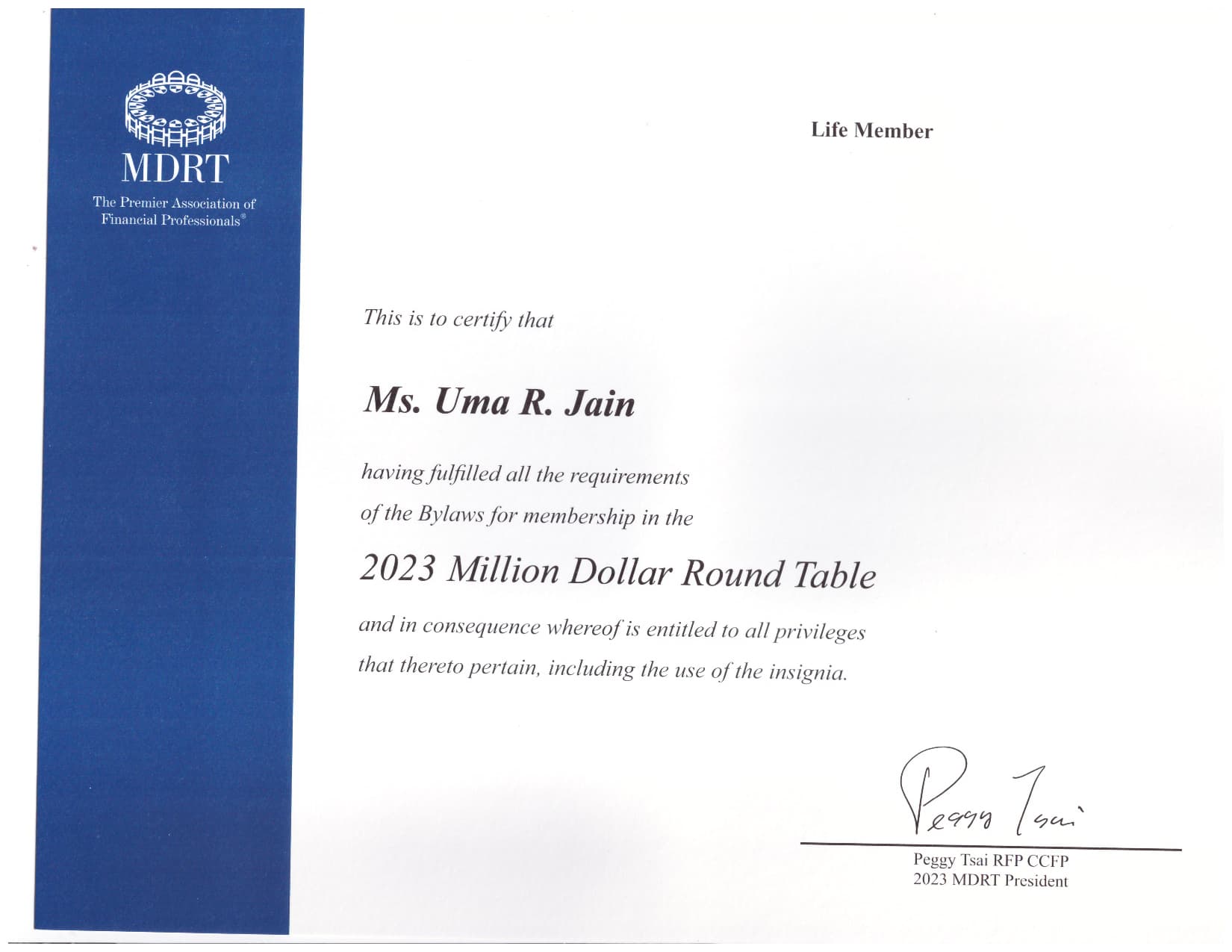 Recent MDRT Recognition