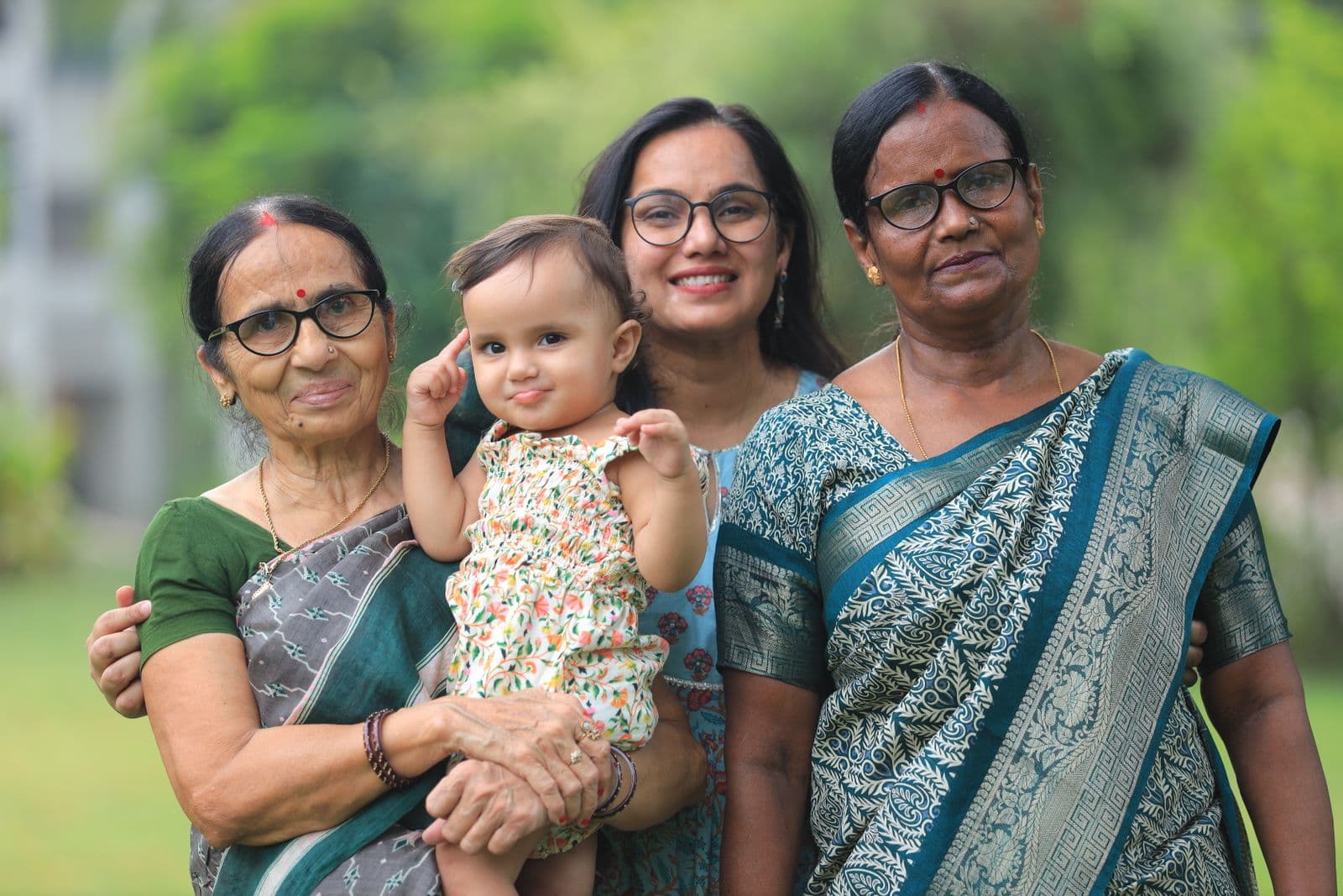 Four generations of one family outdoors together